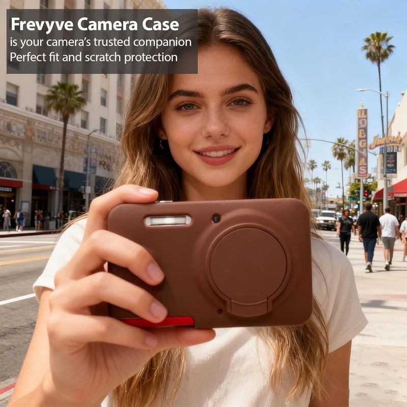 Frevyve Case for Kodak PIXPRO FZ55 Digital Camera Accessories, Soft Silicone Protective Case, Slim Fit Sleeve with Removable Lens Cover and Screen Protector, Lightweight, Anti-Scratch (Dark Brown) - Image 2